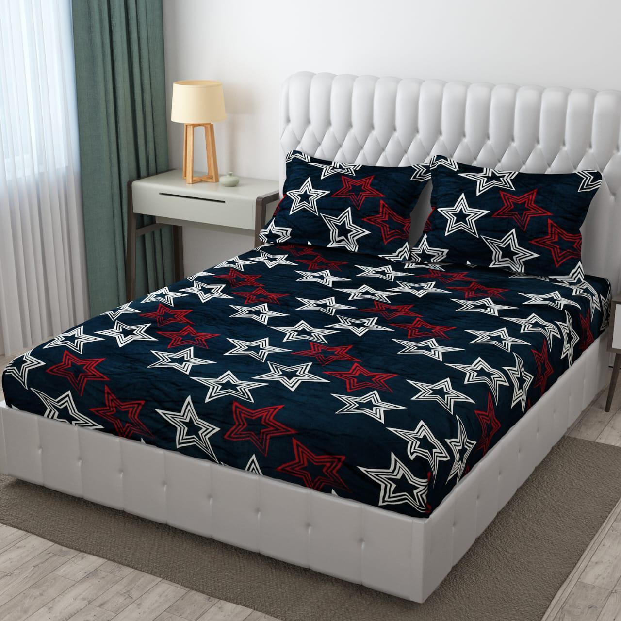 PREMIUM 500 TC HEAVY FLANNEL WARM FITTED BEDSHEET WITH ELASTIC AND Floral design