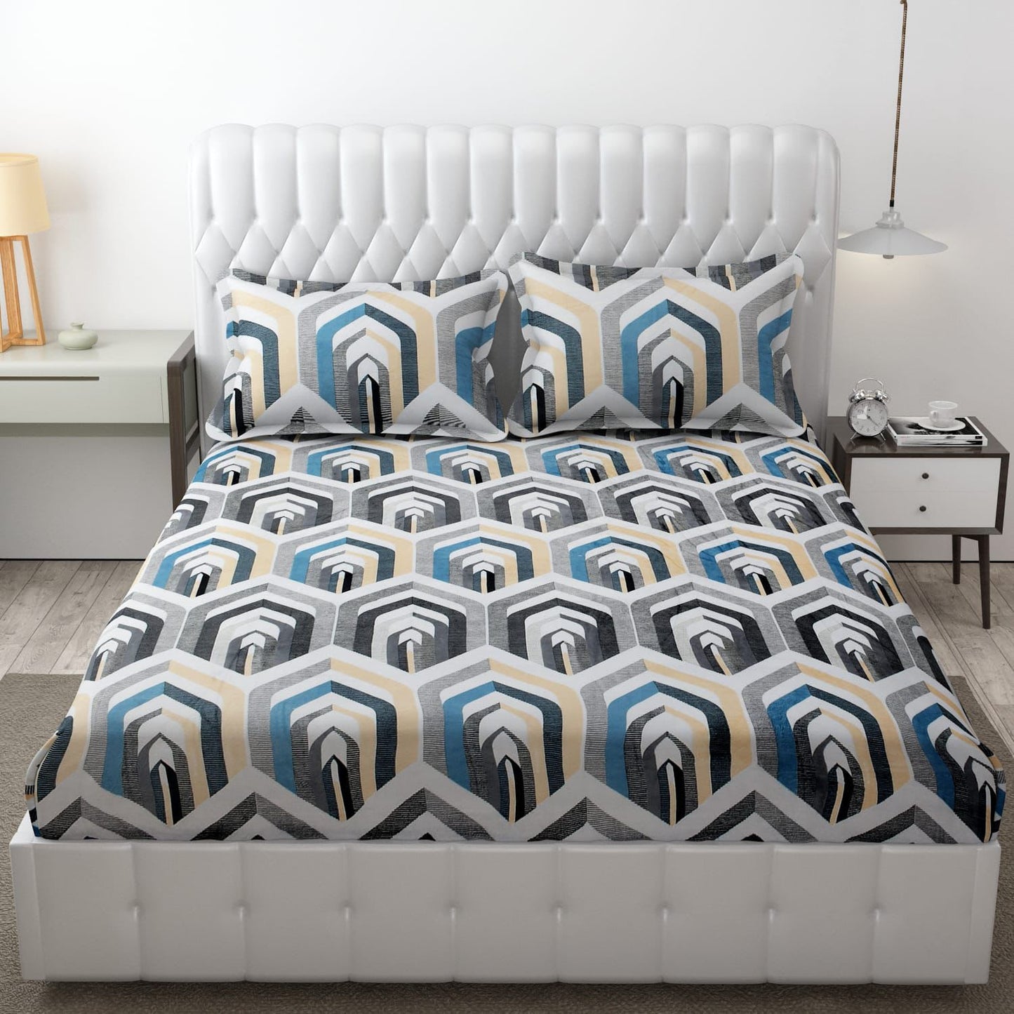 PREMIUM 500 TC HEAVY FLANNEL WARM FITTED BEDSHEET WITH ELASTIC AND Floral design