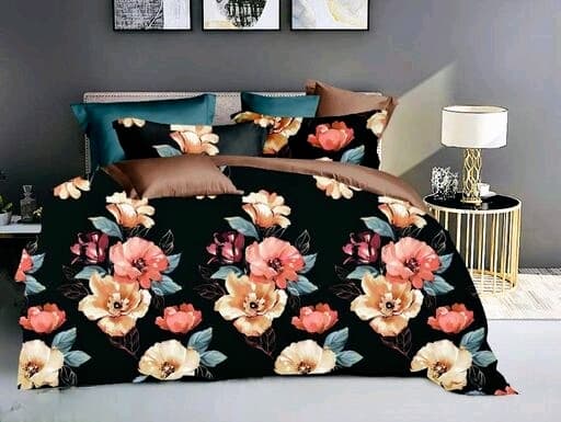 BLACK AND GOLDEN Premium Floral Bedsheet Multicolor with 2 Pillow Covers (72X78X Upto 10 Inches) & 360 Degree Elasticated