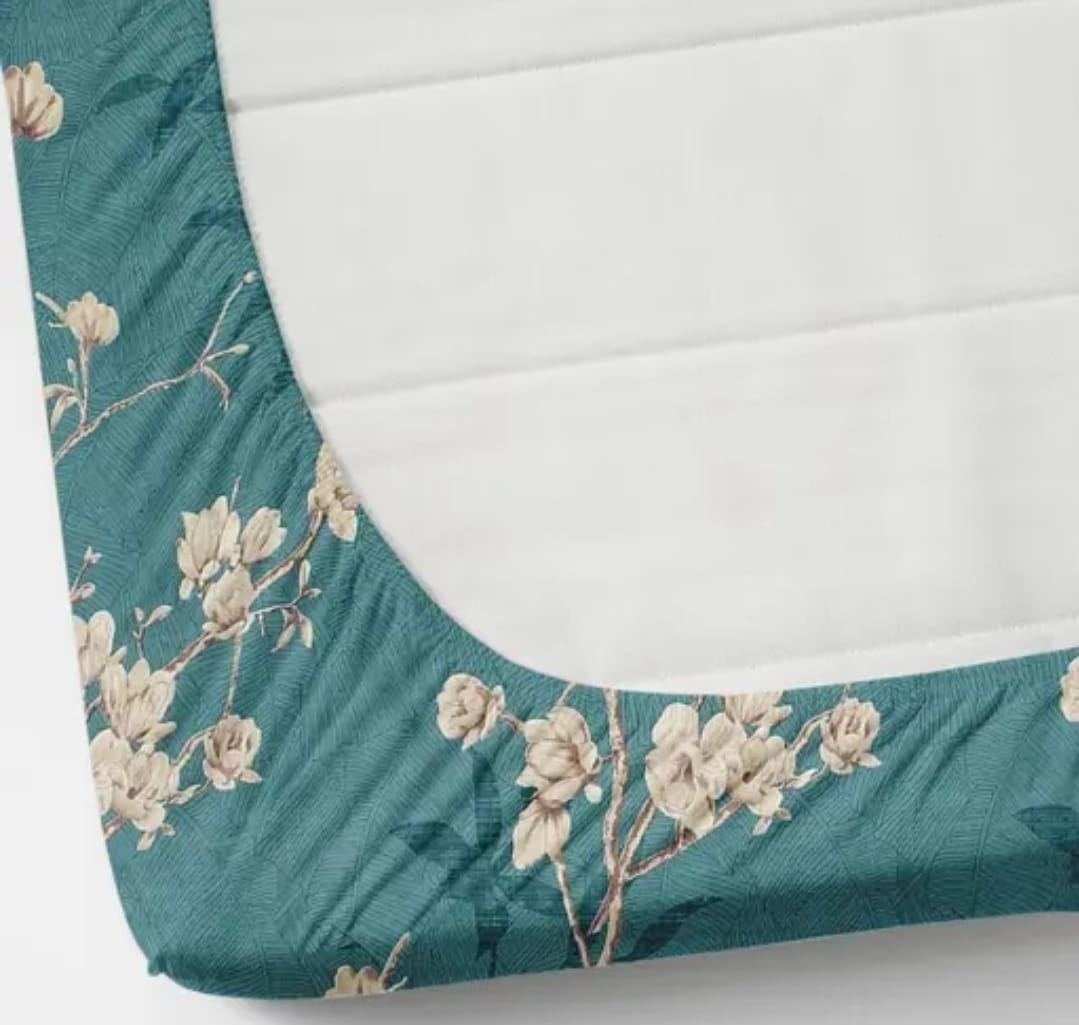 CASA GREEN Premium King Size Fitted Floral Bedsheet with 2 Pillow Covers (72X78X Up to 10 Inches) & 360 Degree Elasticated