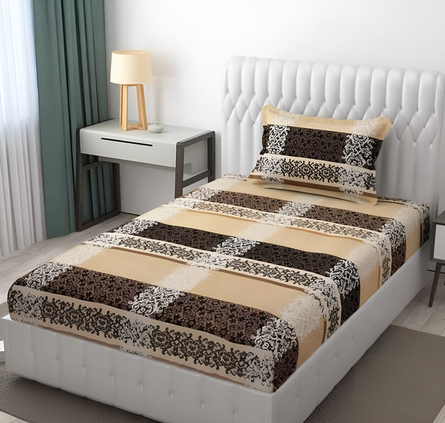 220 TC Blue Single Bed Fitted Bedsheet Having Size 36X72 (Fits Upto 8 Inches Of Mattress)