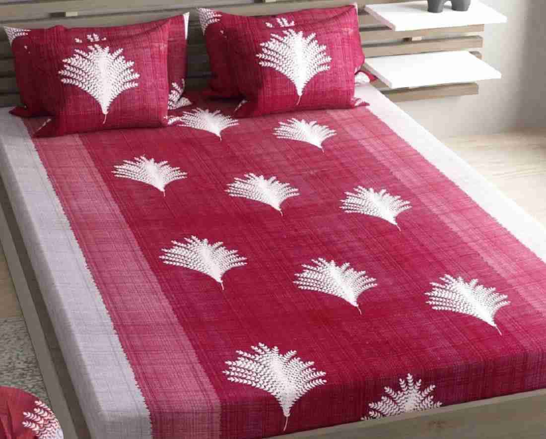 RED TREE Premium Fitted Elastic Bedsheet With Two Pillow Covers (72X78X Upto 10 Inches) & 360 Degree Elasticated
