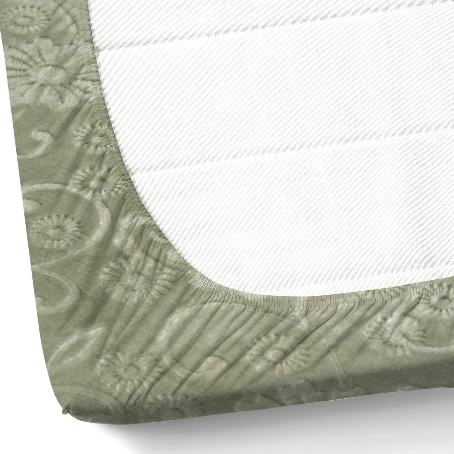 PREMIUM 500 TC HEAVY VELVET WARM FITTED BEDSHEET WITH ELASTIC ALL AROUND having Embossing Floral design