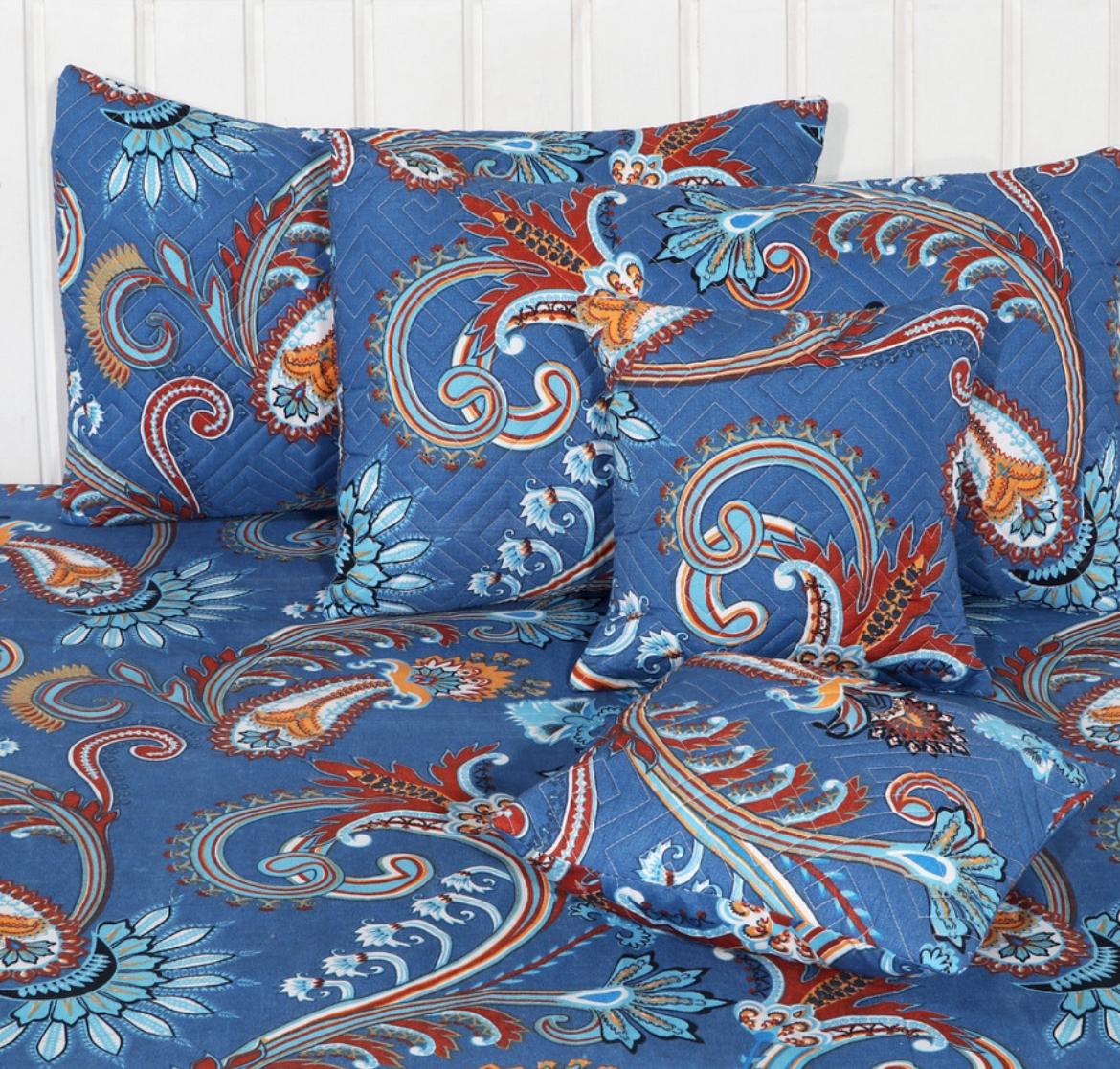 Premium 5-Piece Cotton Bedding Set: Includes 1 Flat Bedsheet, 2 Quilted Zipped Pillow Covers, 2 Quilted Cushion Covers, and 2 Cushion Fillers