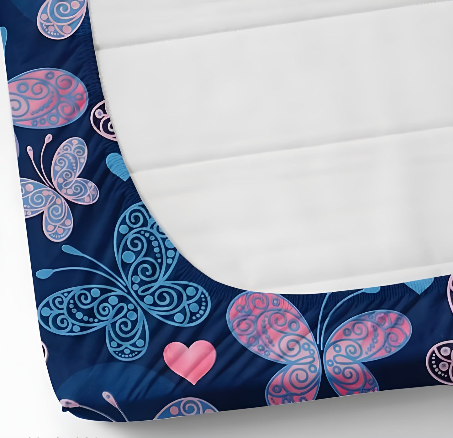 BUTTERFLIES DESIGN Premium Fitted Elastic Bedsheet With Two Pillow Covers (72X78X Upto 10 Inches) & 360 Degree Elasticated
