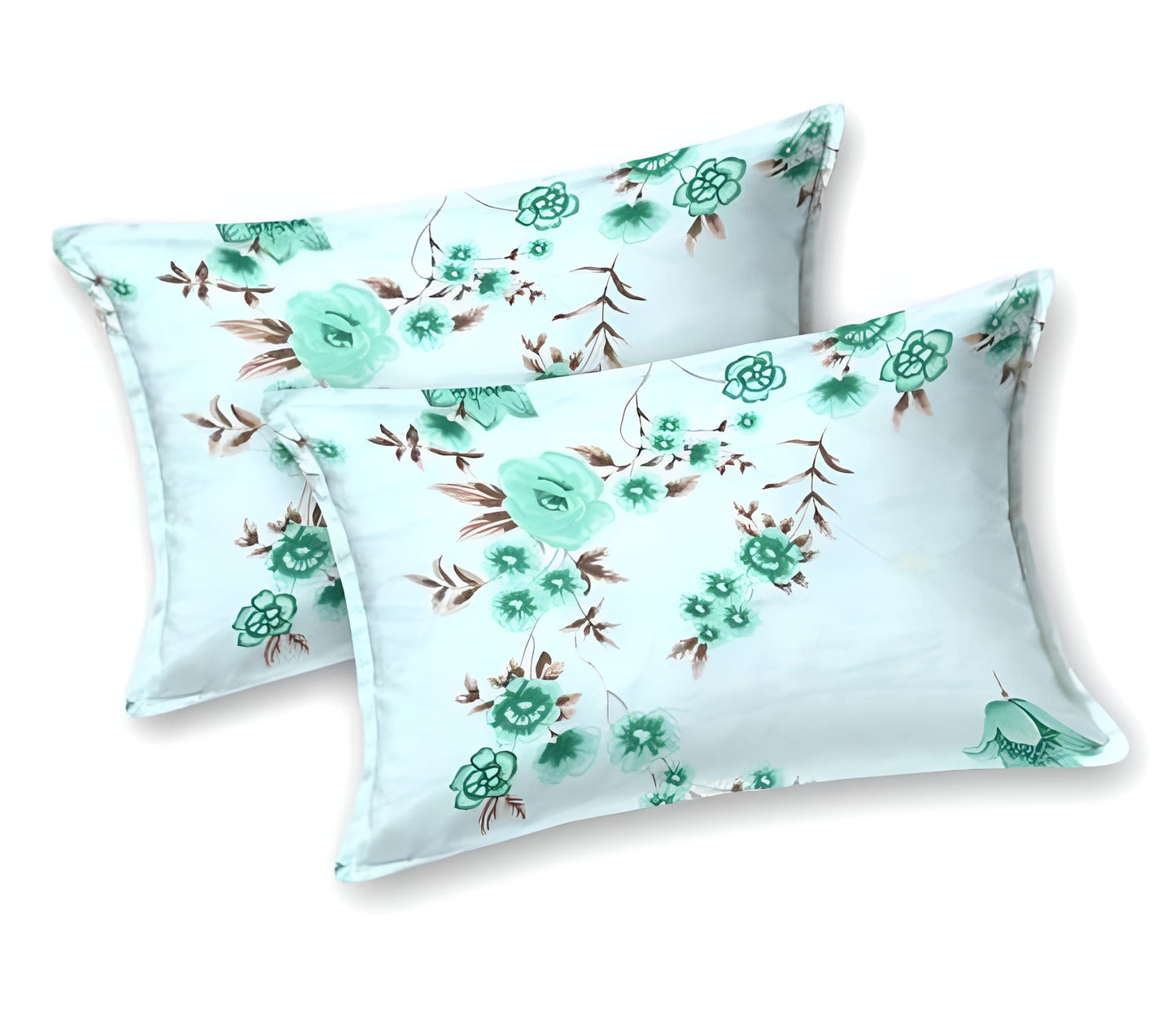 LIGHT GREEN Premium Fitted Elastic Bedsheet With Two Pillow Covers (72X78X Upto 10 Inches) & 360 Degree Elasticated
