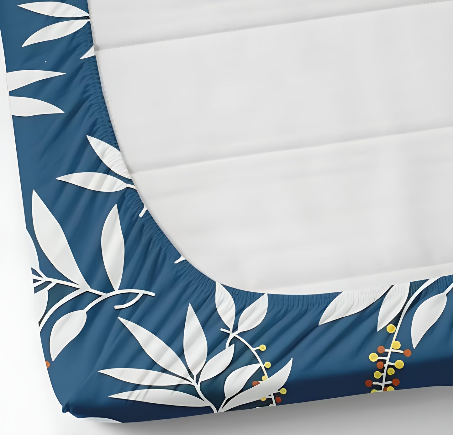 BLUE PATTERN Premium Fitted Elastic Bedsheet With Two Pillow Covers (72X78X Upto 10 Inches) & 360 Degree Elasticated