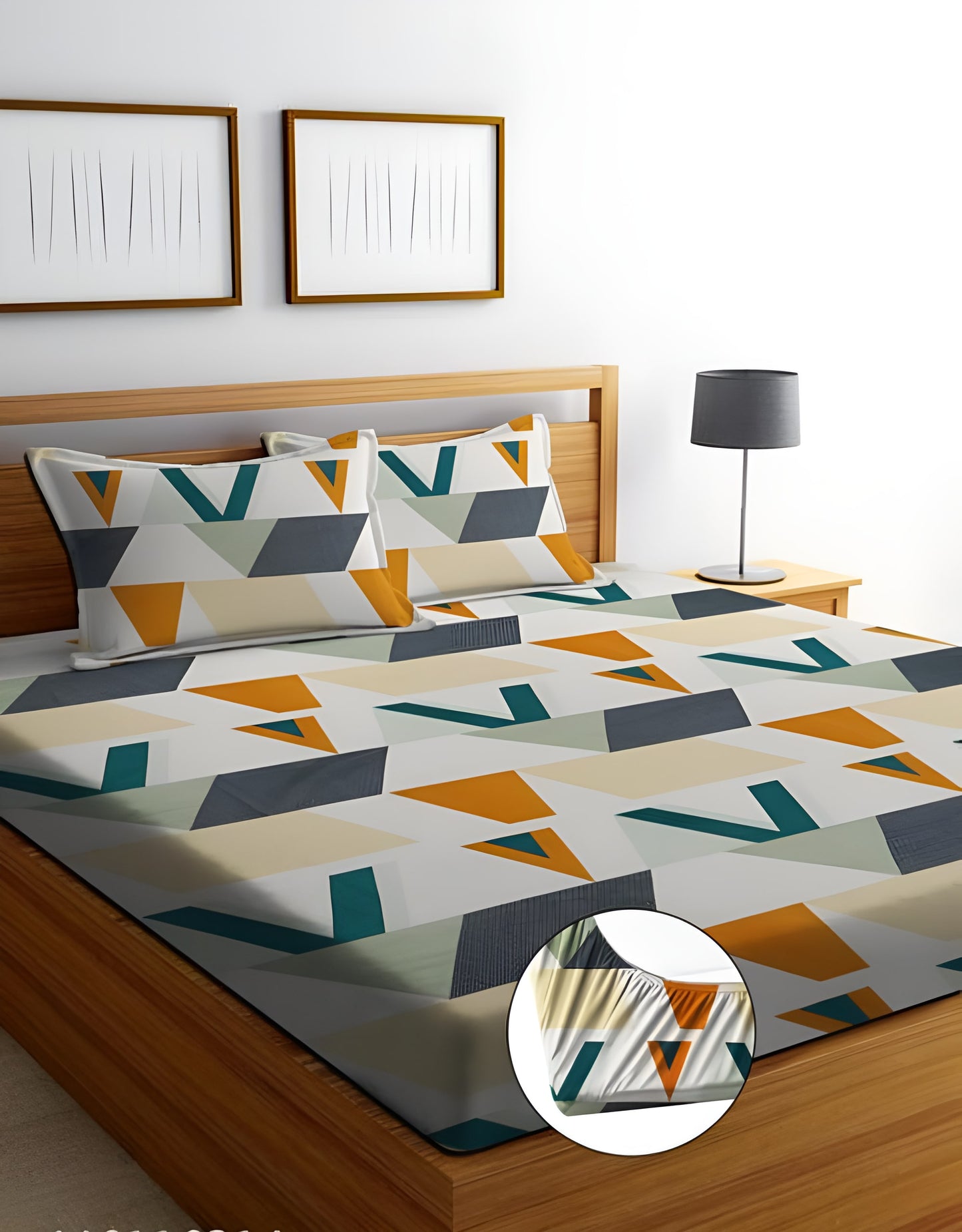 Whiteish Premium Fitted Elastic Bedsheet With Two Pillow Covers (72X78X Upto 10 Inches) & 360 Degree Elasticated | BS