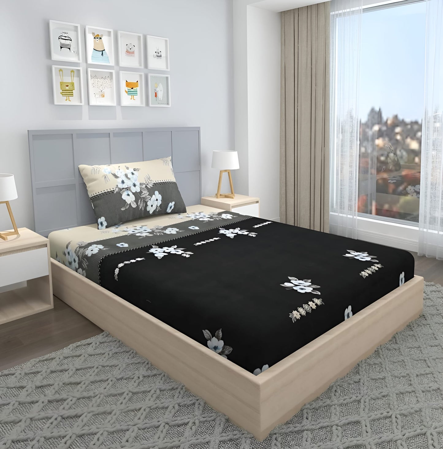 220 TC Single Bed Fitted Bedsheet Having Size 36X72 (Fits Upto 8 Inches Of Mattress)