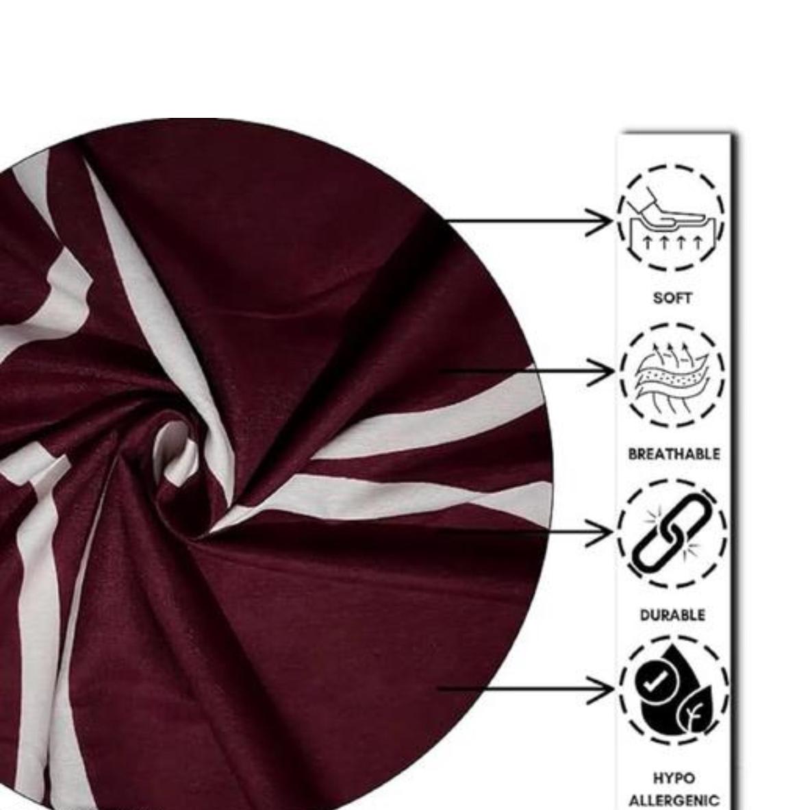 MAROON AUDI Elastic Fitted Bedsheets with 2 Pillow Covers (72X78X Upto 10 Inches) & 360 Degree Elasticated
