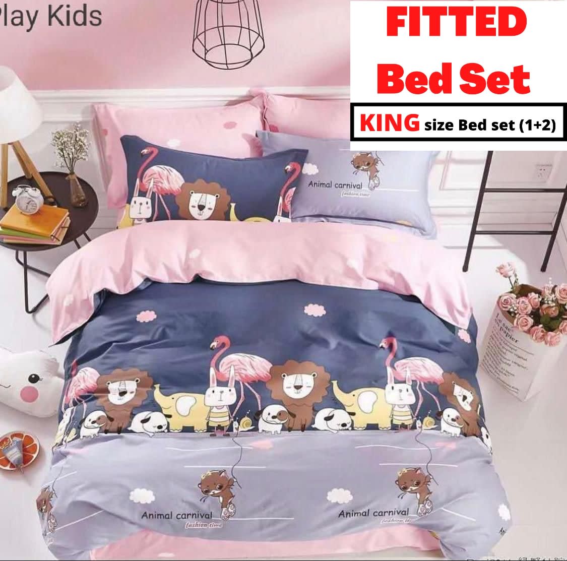 ANIMAL CARNIVAL Premium Double Bedsheet With 2 Pillow Covers (72X78X Upto 10 Inches) & 360 Degree Elasticated