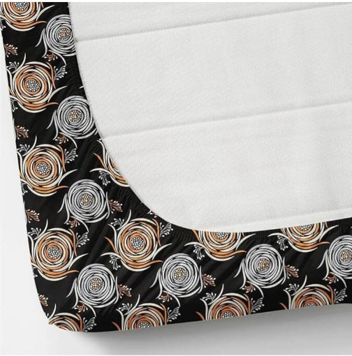 BLACK Premium King Size Fitted Floral Bedsheet (72X78X Up to 10 Inches) & 360 Degree Elasticated