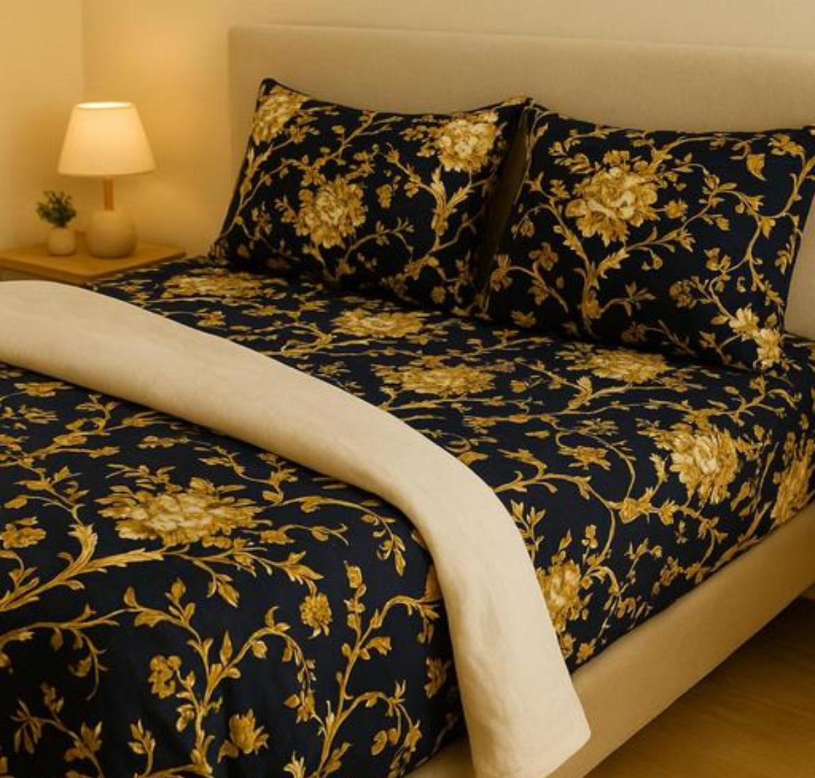 BEST SELLER Premium King Size Fitted Floral Bedsheet with 2 Pillow Covers (72X78X Up to 10 Inches) & 360 Degree Elasticated