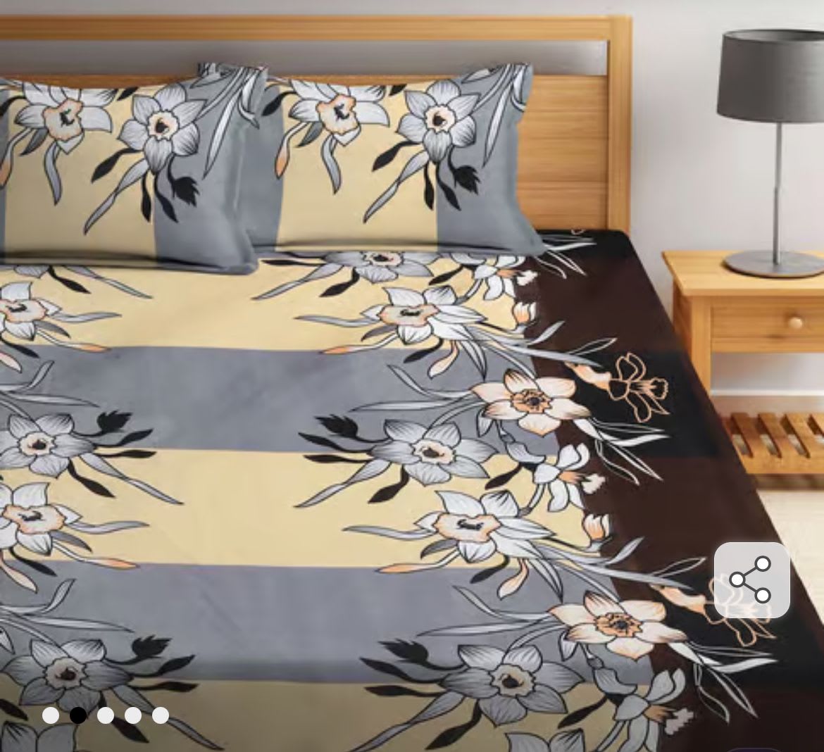 ELEGANT 220 TC Double Bedsheet With 2 Pillow Covers (72X78X Upto 10 Inches) & 360 Degree Elasticated