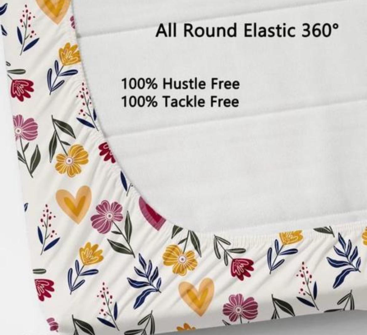 CT Premium King Size Fitted Elastic Bedsheet With Two Pillow Covers (72X78X Upto 10 Inches) & 360 Degree Elasticated