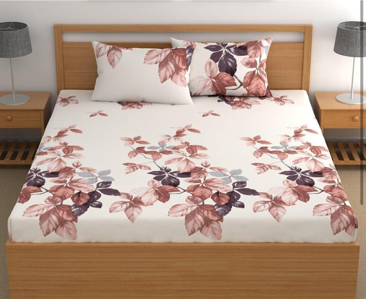 Premium Double Bedsheet With 2 Pillow Covers (72X78X Upto 10 Inches) & 360 Degree Elasticated