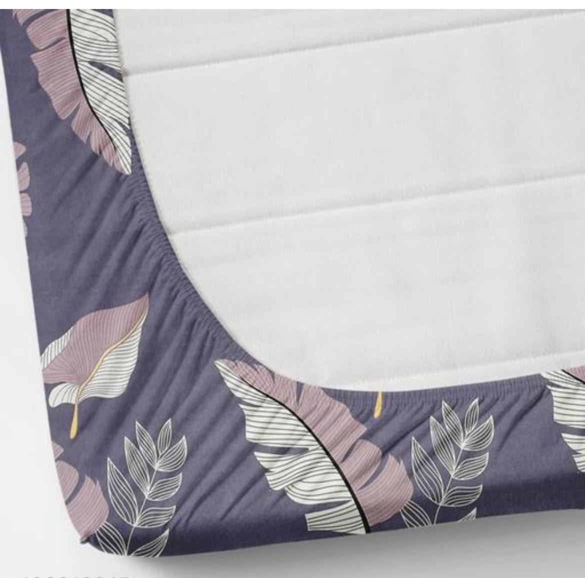 PURPLE FEATHER Premium Fitted Bedsheet with 2 Pillow Covers (72X78X Upto 10 Inches) & 360 Degree Elasticated