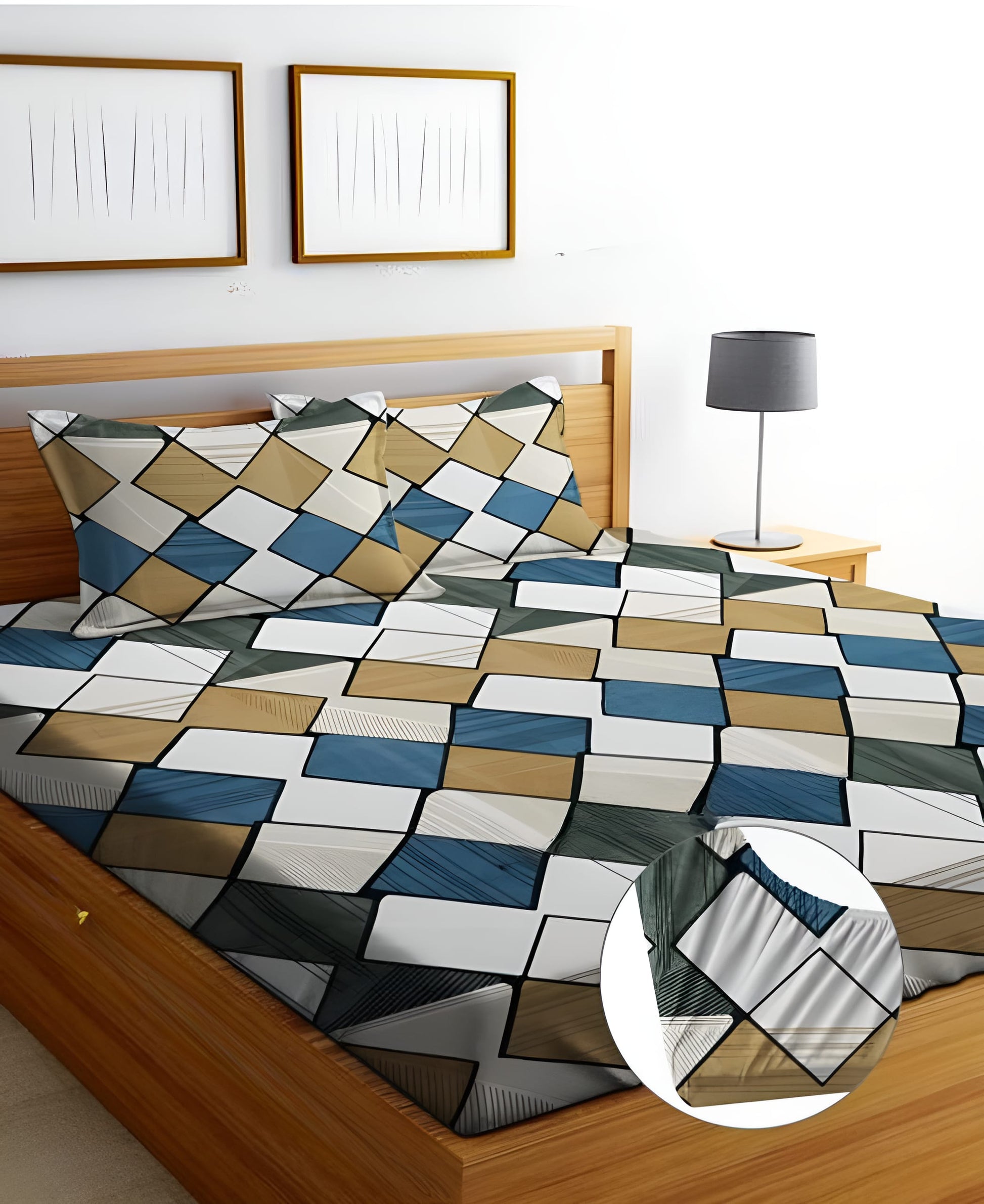 CROSS MAGIC 220 TC Cotton All Round Elastic Fitted Bedsheet with  2 Pillow Covers  (72X78X Upto 10 Inches) & 360 Degree Elasticated