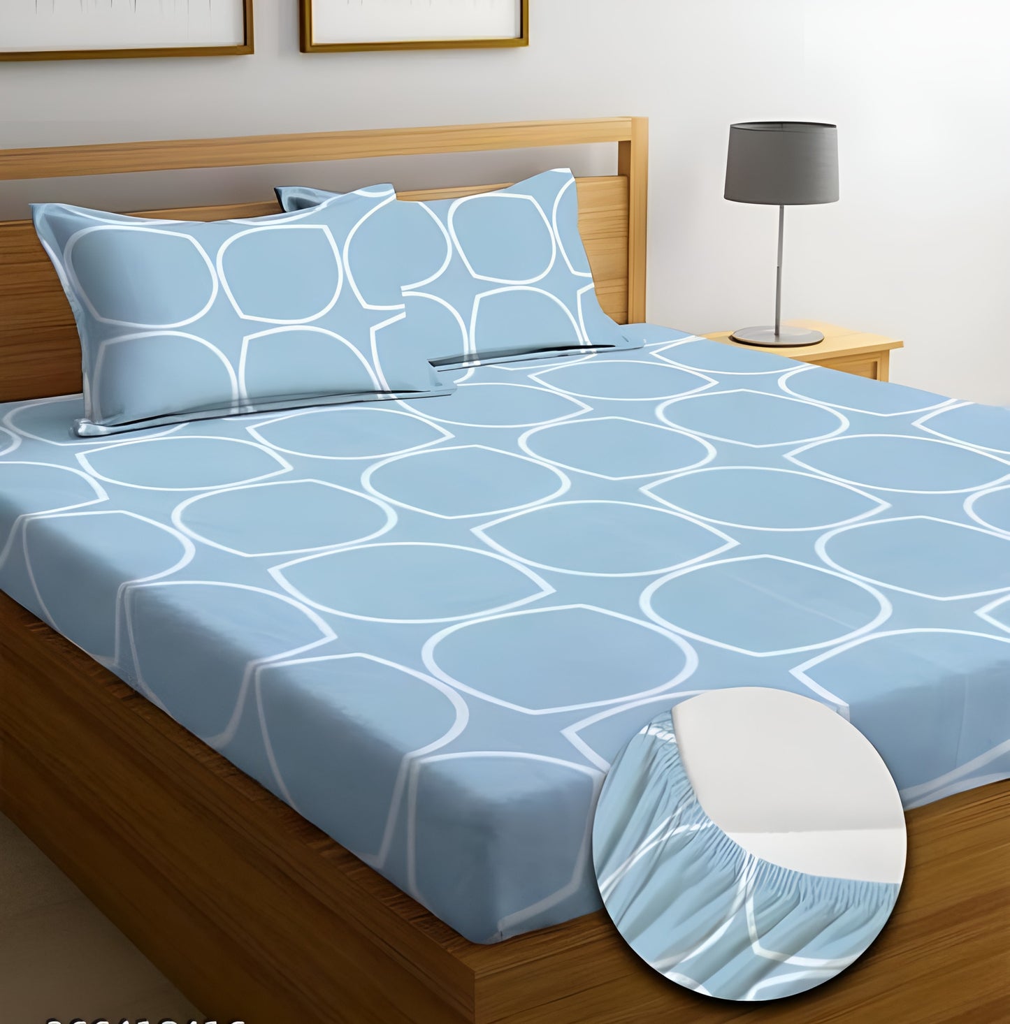SKY CIRCLE 220 TC Cotton All Round Elastic Fitted Bedsheet with  2 Pillow Covers  (72X78X Upto 10 Inches) & 360 Degree Elasticated