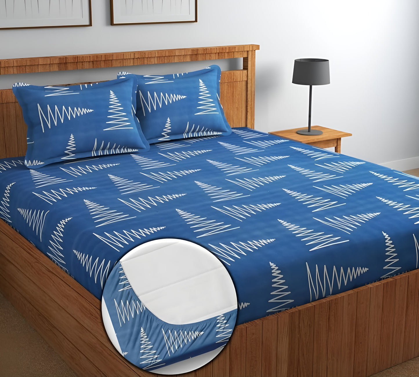 EV DESIGN 220 TC Double Bedsheet With 2 Pillow Covers (72X78X Upto 10 Inches) & 360 Degree Elasticated