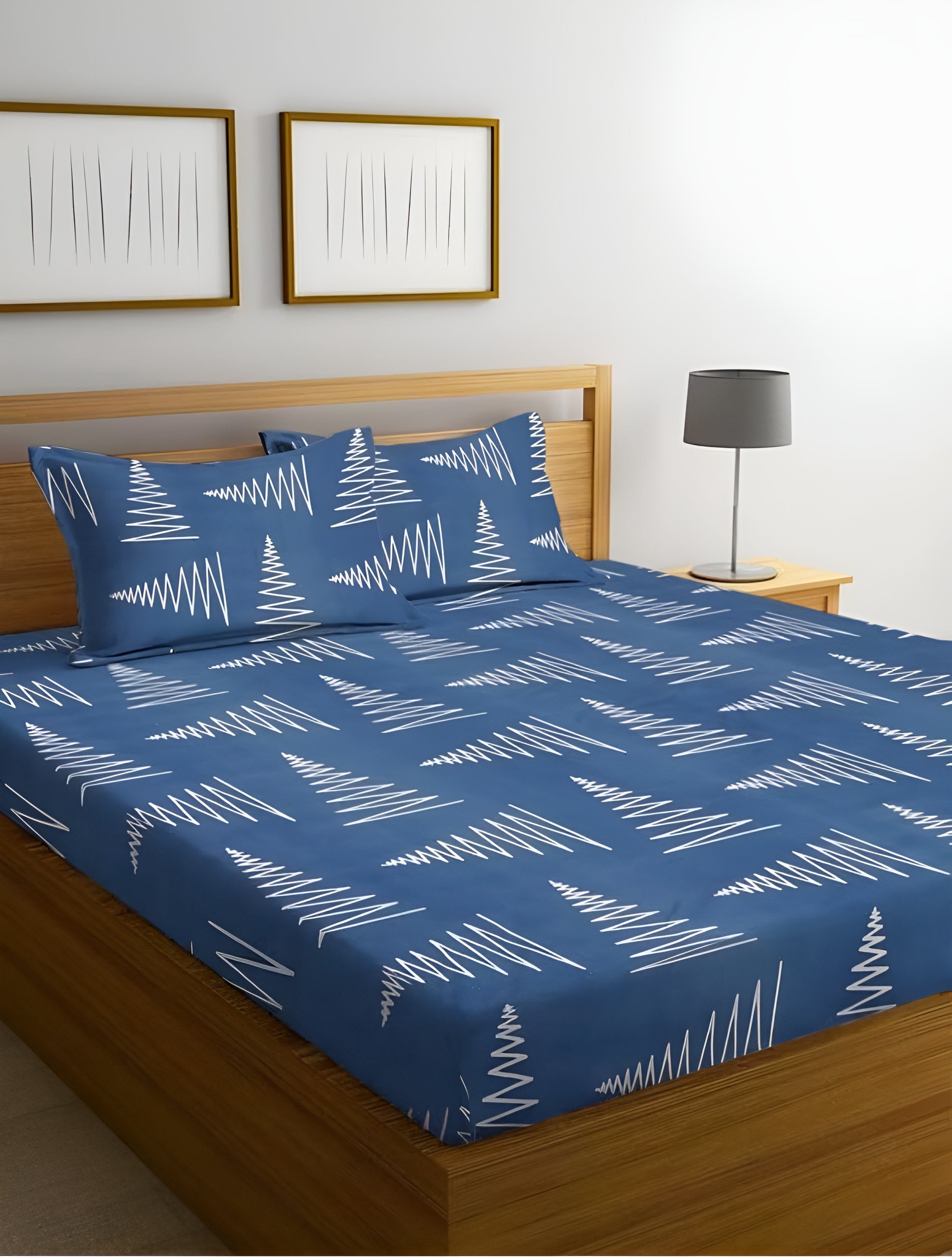 EV DESIGN 220 TC Double Bedsheet With 2 Pillow Covers (72X78X Upto 10 Inches) & 360 Degree Elasticated
