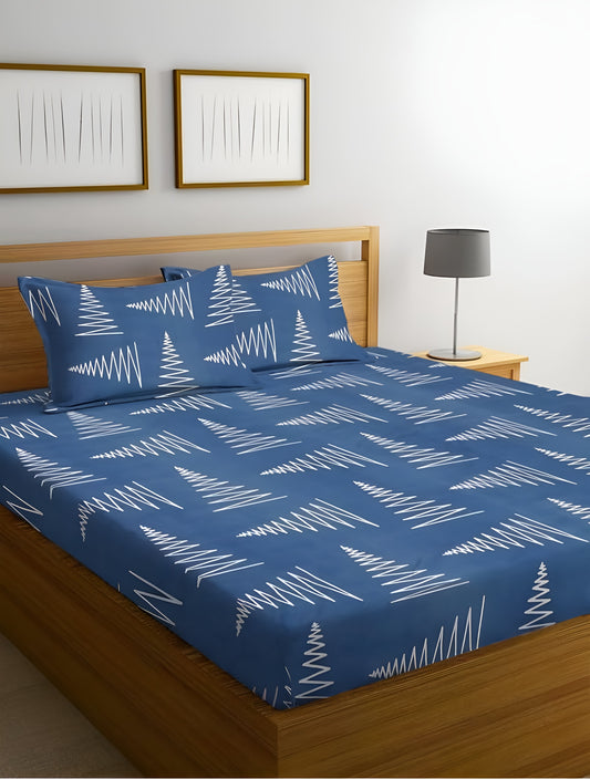 EV DESIGN 220 TC Double Bedsheet With 2 Pillow Covers (72X78X Upto 10 Inches) & 360 Degree Elasticated