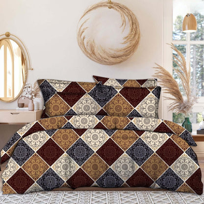RED DAMASSES 220 TC Double Bedsheet With 2 Pillow Covers  (72X78X Upto 10 Inches) & 360 Degree Elasticated | BS