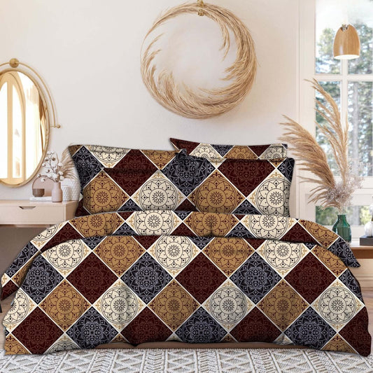RED DAMASSES 220 TC Double Bedsheet With 2 Pillow Covers  (72X78X Upto 10 Inches) & 360 Degree Elasticated | BS