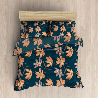 THREE LEAVES 220 TC Double Bedsheet With 2 Pillow Covers  (72X78X Upto 10 Inches) & 360 Degree Elasticated  | BS