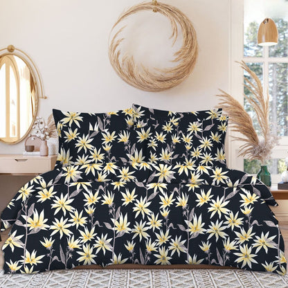 RISING STAR 220 TC Fitted Bedsheet with 2 Pillow Covers (72X78X Upto 10 Inches) & 360 Degree Elasticated