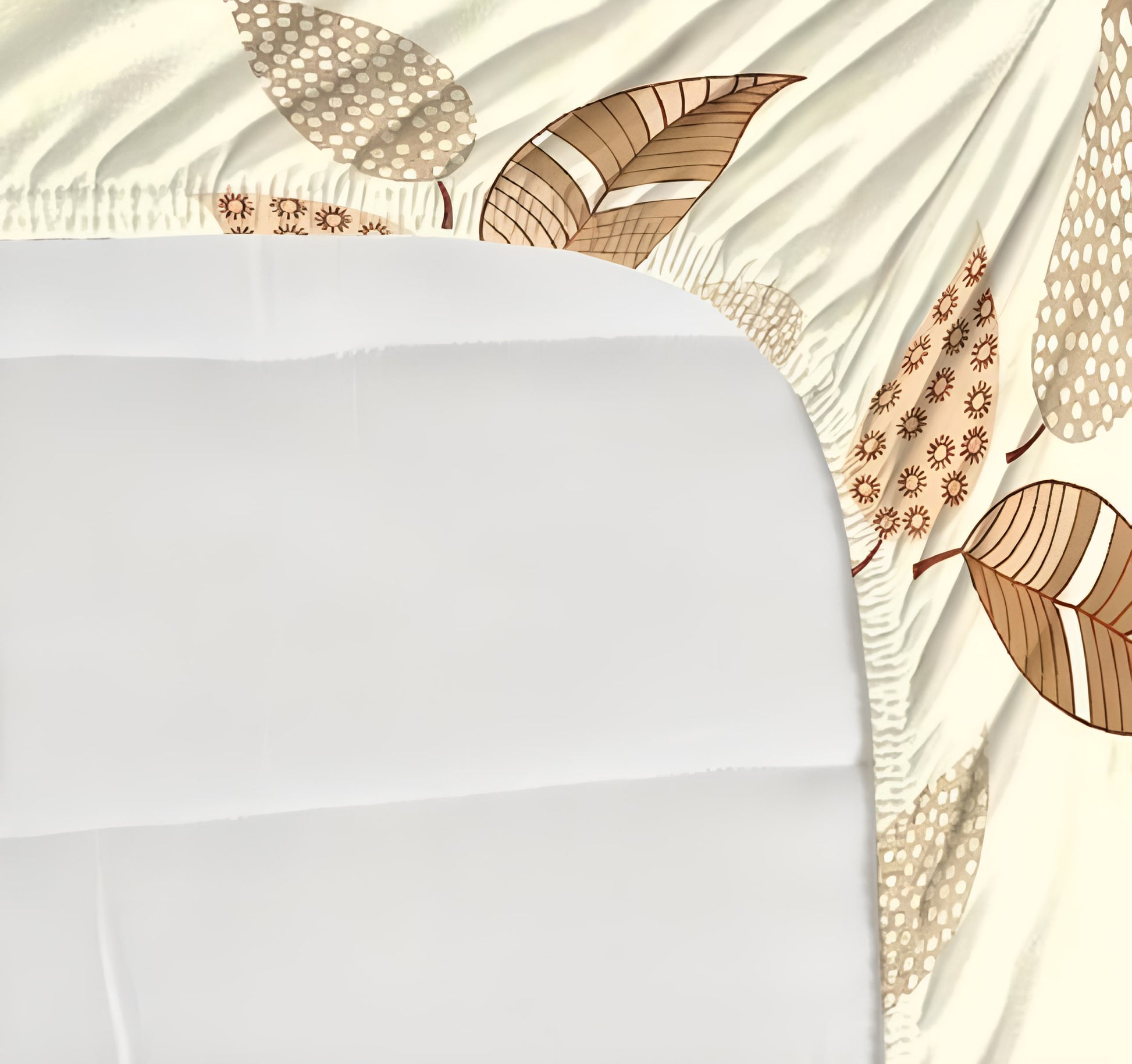 CREAM LEAVES 220 TC Fitted Bedsheet with 2 Pillow Covers (72X78X Upto 10 Inches) & 360 Degree Elasticated
