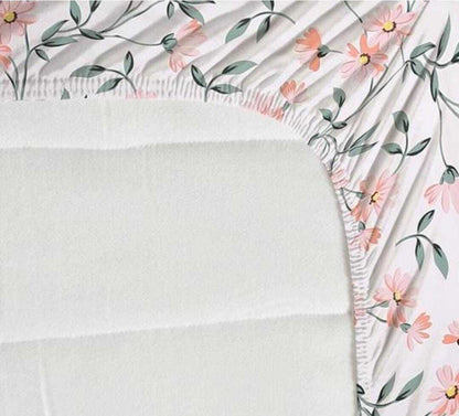 JAIIPURI 220 TC Fitted Bedsheet with 2 Pillow Covers (72X78X Upto 10 Inches) & 360 Degree Elasticated | BS