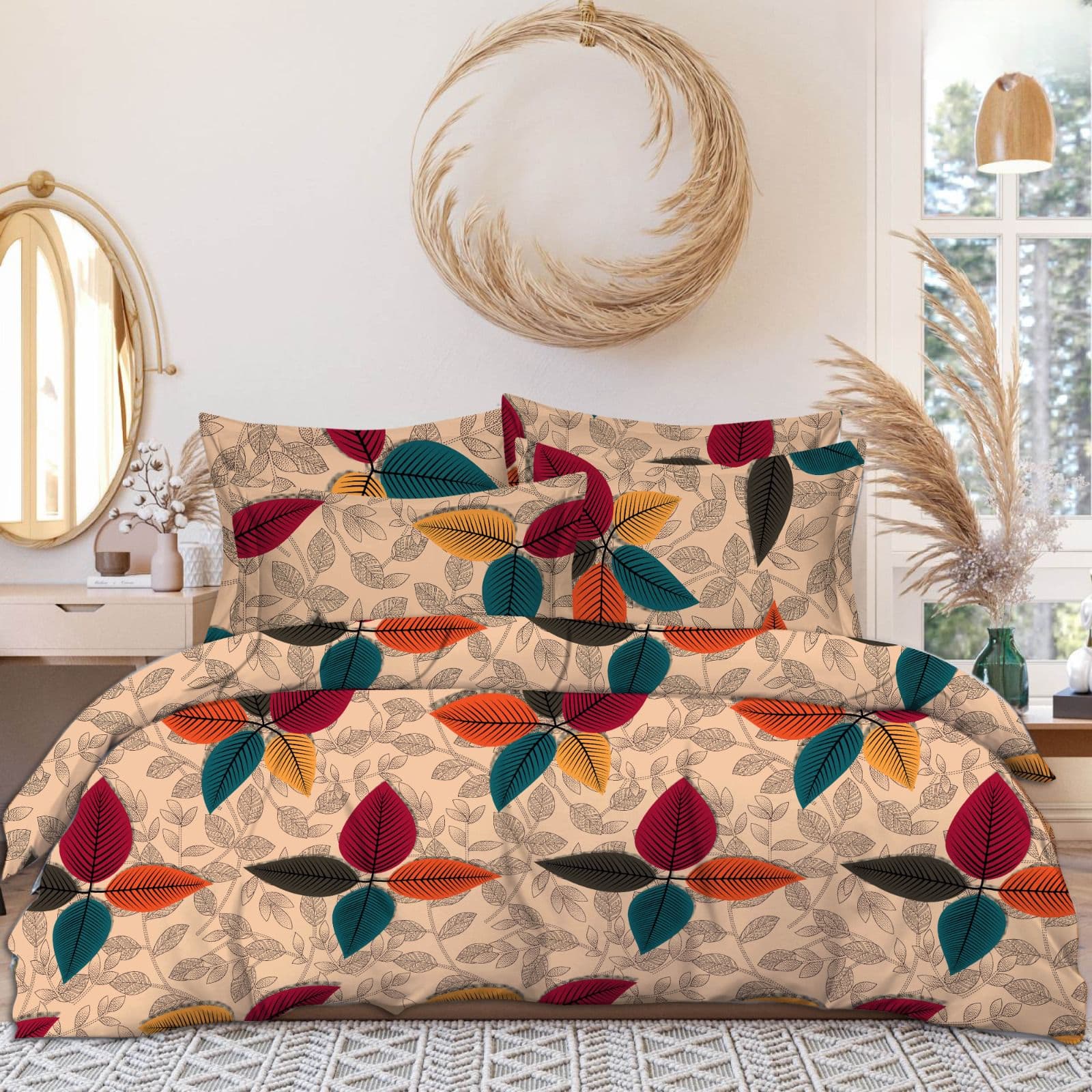 ATTRACTIVE 220 TC Fitted Bedsheet with 2 Pillow Covers (72X78X Upto 10 Inches) & 360 Degree Elasticated | BS