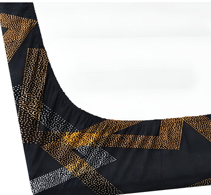 Black Printed 220 TC Fitted Bedsheet with 2 Pillow Covers (72X78X Upto 10 Inches) & 360 Degree Elasticated