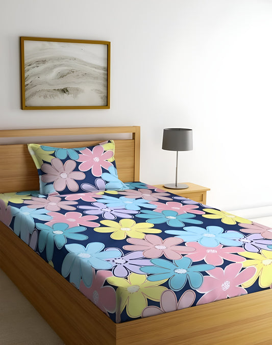 220 TC Single Bed Fitted Bedsheet Having Size 36X72 (Fits Upto 8 Inches Of Mattress)