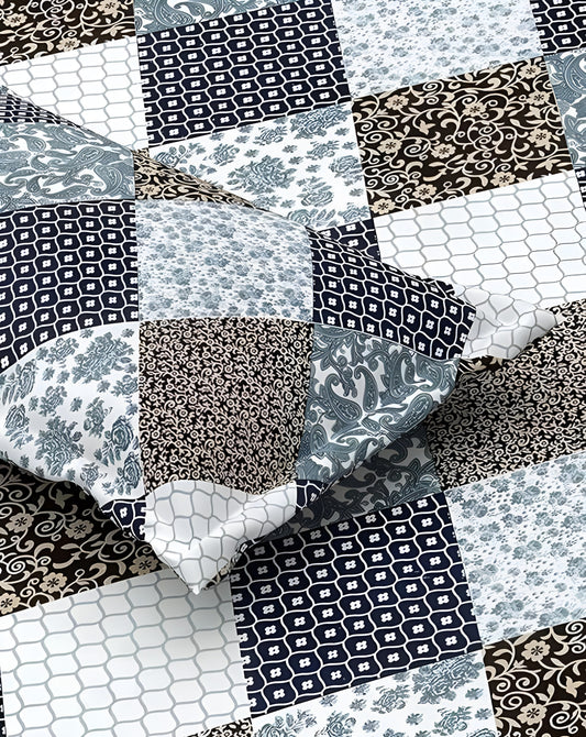 CROSS DESIGN 220 TC  Fitted Bedsheet Multicolor with 2 Pillow Covers (72X78X Upto 10 Inches) & 360 Degree Elasticated