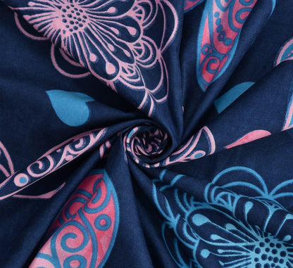 BUTTERFLY 220 TC  Fitted Elastic Bedsheet With Two Pillow Covers (72X78X Upto 10 Inches) & 360 Degree Elasticated