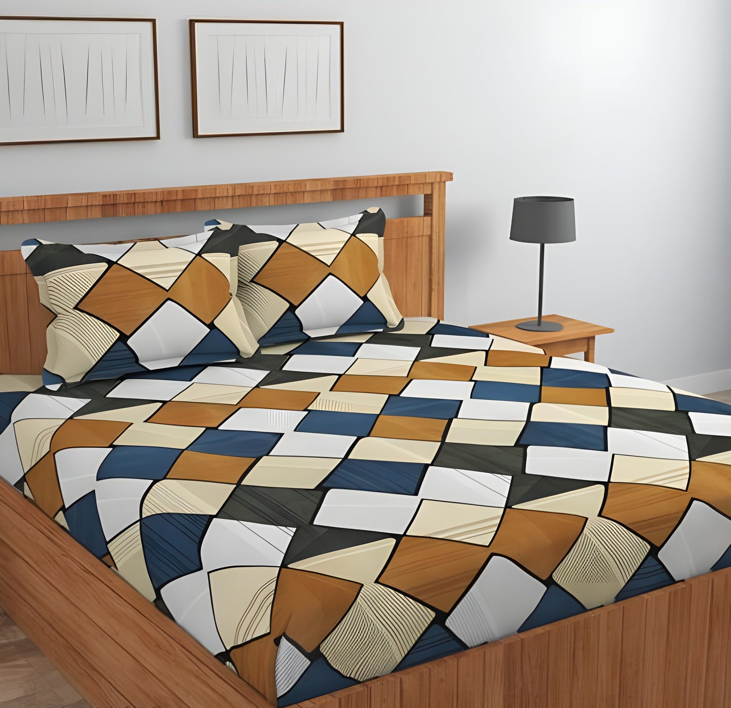 ATTRACTIVE 220 TC  Fitted Elastic Bedsheet With Two Pillow Covers (72X78X Upto 10 Inches) & 360 Degree Elasticated