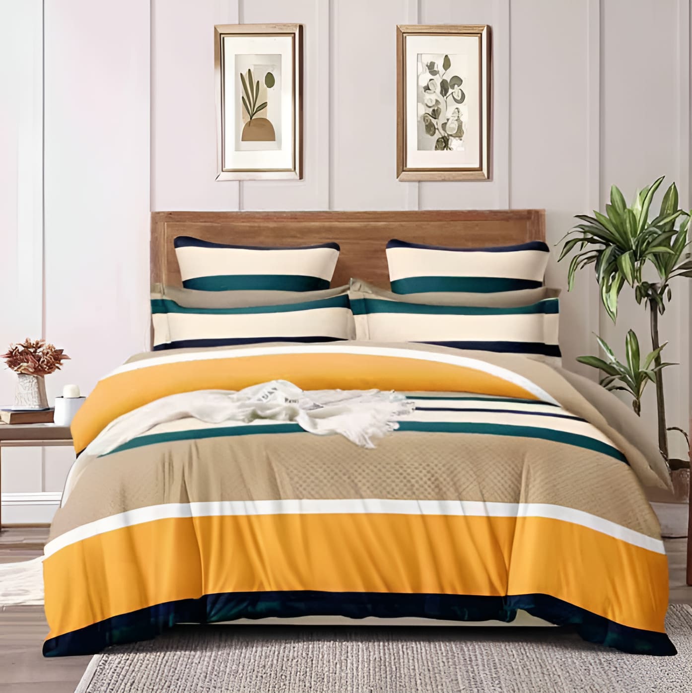MERINO Premium Fitted Bedsheet with 2 Pillow Covers (72X78X Upto 10 Inches) & 360 Degree Elasticated