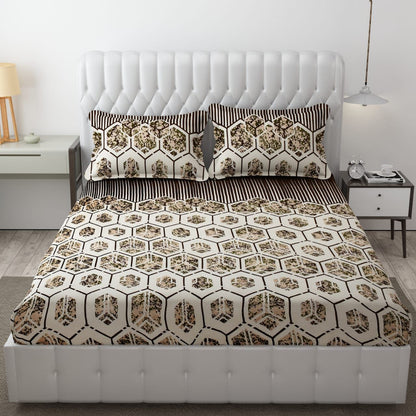 PREMIUM 500 TC HEAVY FLANNEL WARM  FITTED BEDSHEET WITH ELASTIC AND Floral design