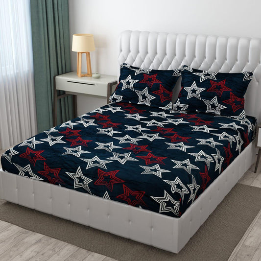 PREMIUM 500 TC HEAVY FLANNEL WARM  FITTED BEDSHEET WITH ELASTIC AND Floral design