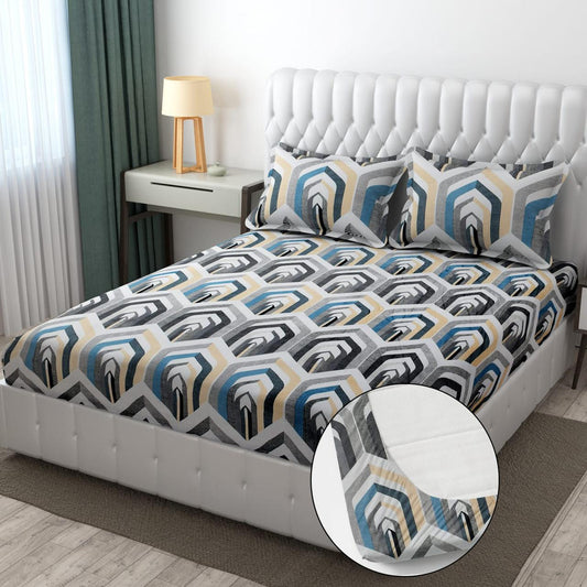 PREMIUM 500 TC HEAVY FLANNEL WARM  FITTED BEDSHEET WITH ELASTIC AND Floral design