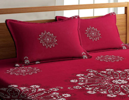 Jaipuri Prints design 220 TC Double Bedsheet With 2 Pillow Covers  (72X78X Upto 10 Inches) & 360 Degree Elasticated