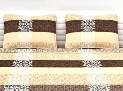 BROWN AND CREAM Premium  Fitted Bedsheet with  2 Pillow Covers  (72X78X Upto 10 Inches) & 360 Degree Elasticated
