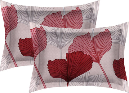 LEAF DESIGN  220 TC  Fitted Bedsheet with  2 Pillow Covers (72X78X Upto 8 Inches) & 360 Degree Elasticated
