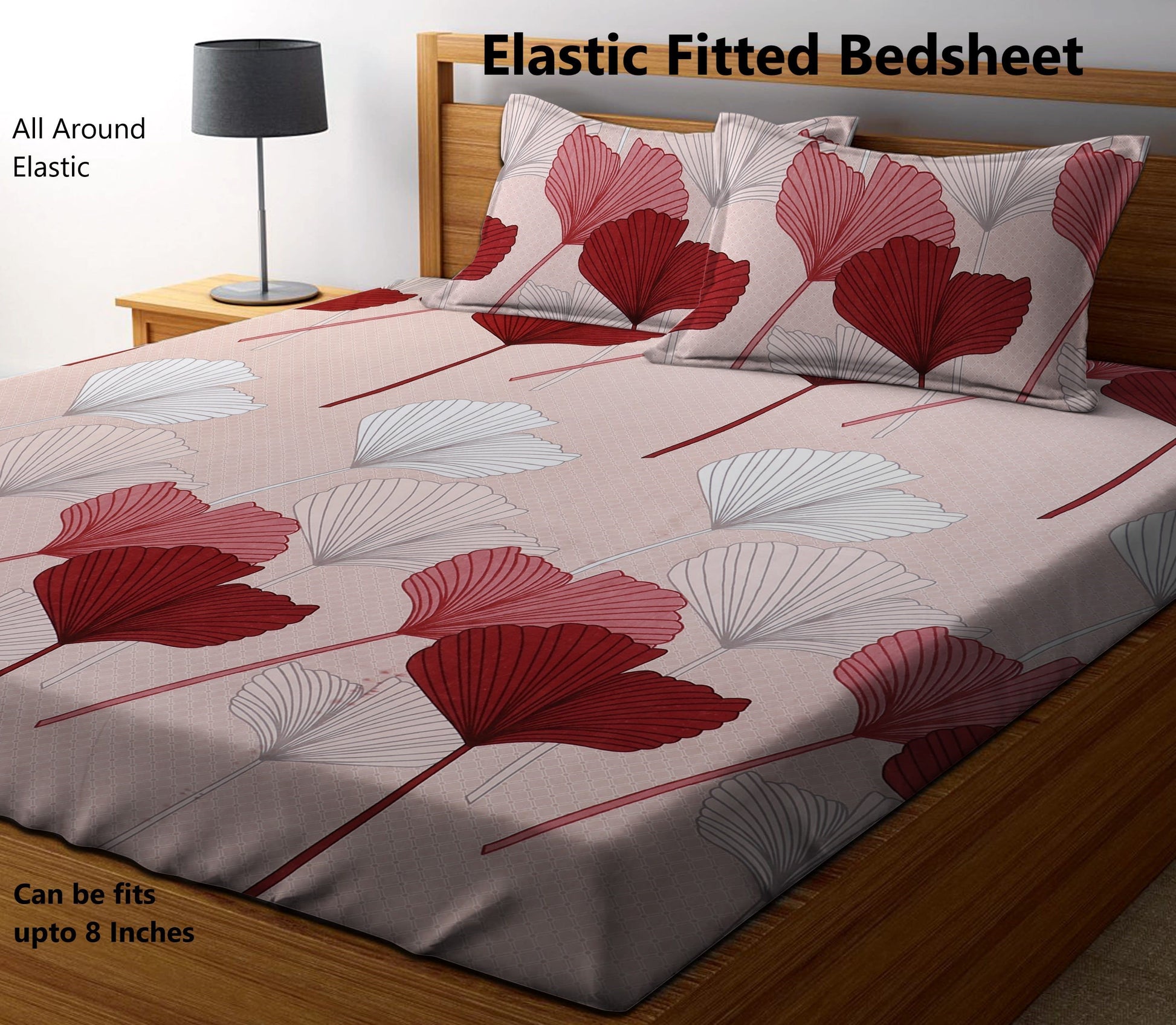 RED PETALS Premium Double Bedsheet With 2 Pillow Covers (72X78X Upto 10 Inches) & 360 Degree Elasticated