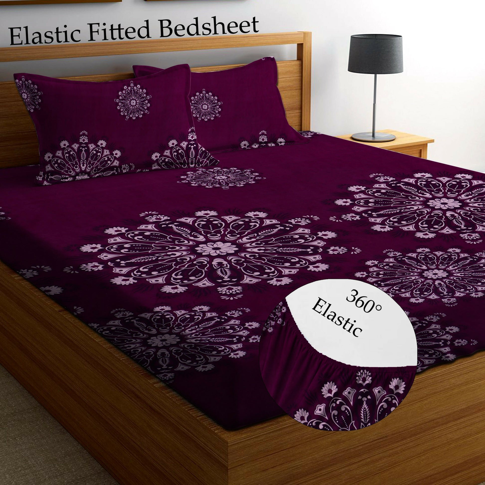 JAIPURI PRINTS Premium  Fitted Floral Bedsheet Multicolor with  2 Pillow Covers  (72X78X Upto 10 Inches) & 360 Degree Elasticated