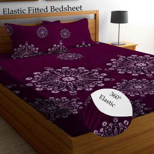 JAIPURI PRINTS Premium  Fitted Floral Bedsheet Multicolor with  2 Pillow Covers  (72X78X Upto 10 Inches) & 360 Degree Elasticated