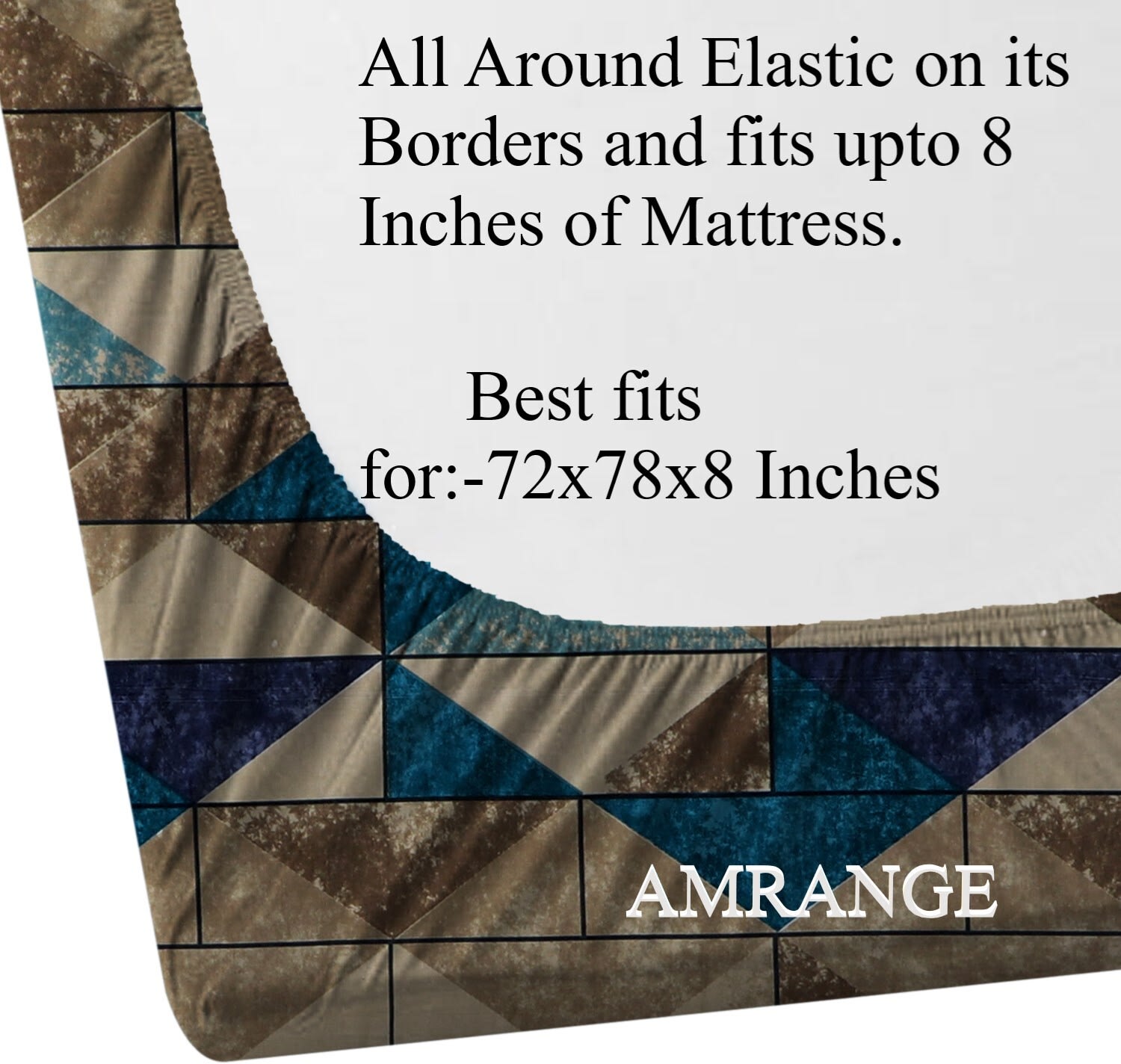 CHECKERED Premium  Fitted Elastic Bedsheet With Two Pillow Covers  (72X78X Upto 10 Inches) & 360 Degree Elasticated
