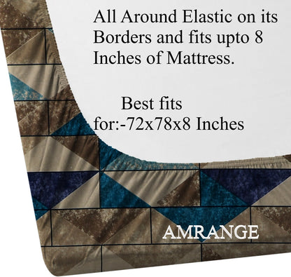 CHECKERED Premium  Fitted Elastic Bedsheet With Two Pillow Covers  (72X78X Upto 10 Inches) & 360 Degree Elasticated